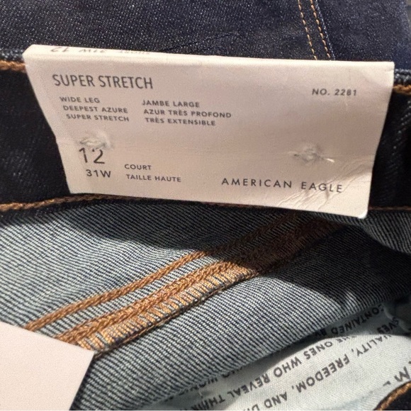 AMERICAN EAGLE SZ 12S Wide Leg Dark Wash Jean Trouser NEW WITH TAG - Picture 10 of 16